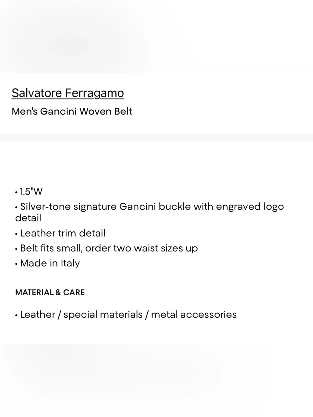 NWOT Salvatore Ferragamo Men's Gancini Woven Belt